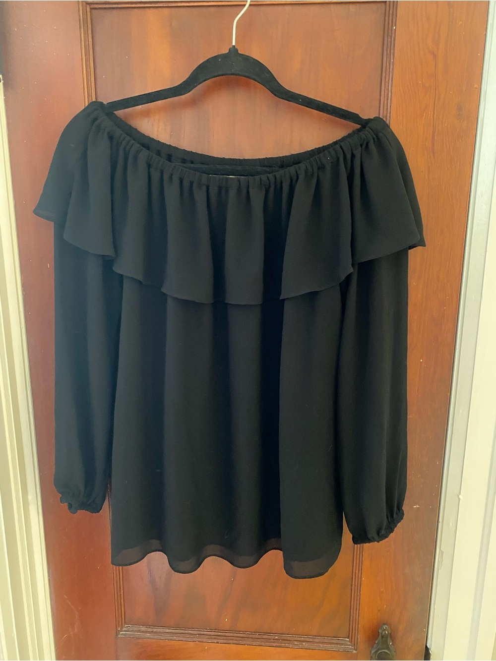Michael kors Black Off-the-Shoulder Ruffle Blouse - Women